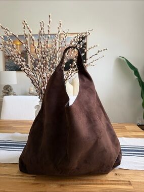 Brown Suede  Hobo Tote Bag